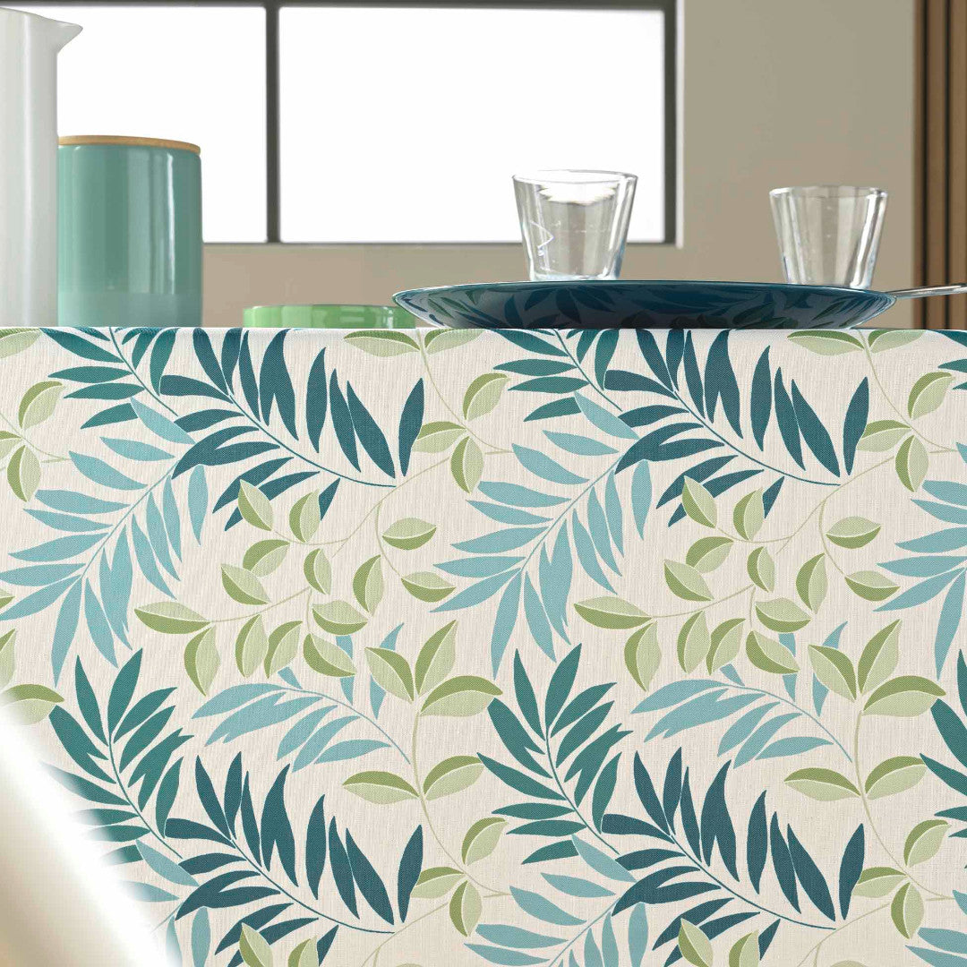 Nedelia Sage - 145 x 240 cm rektangulær duk med bladmønster nærbilde