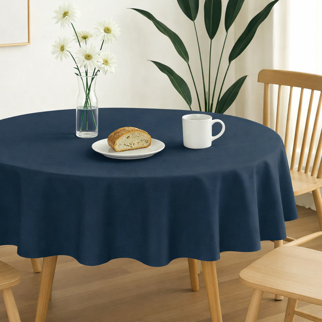 Nelson, ensfarget rund bordduk Ø 180, Koboltblå