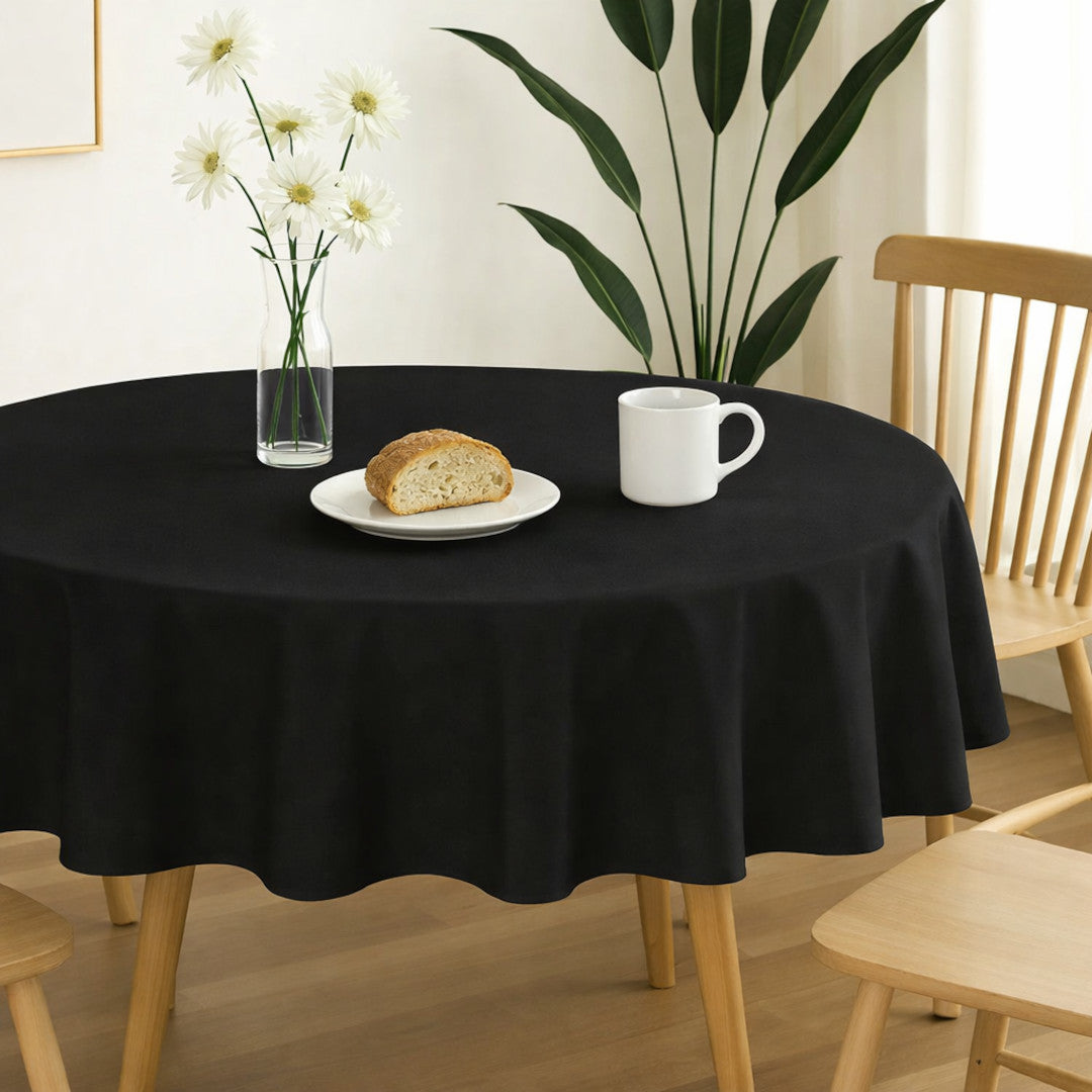 Nelson, ensfarget rund bordduk Ø 180, Sort