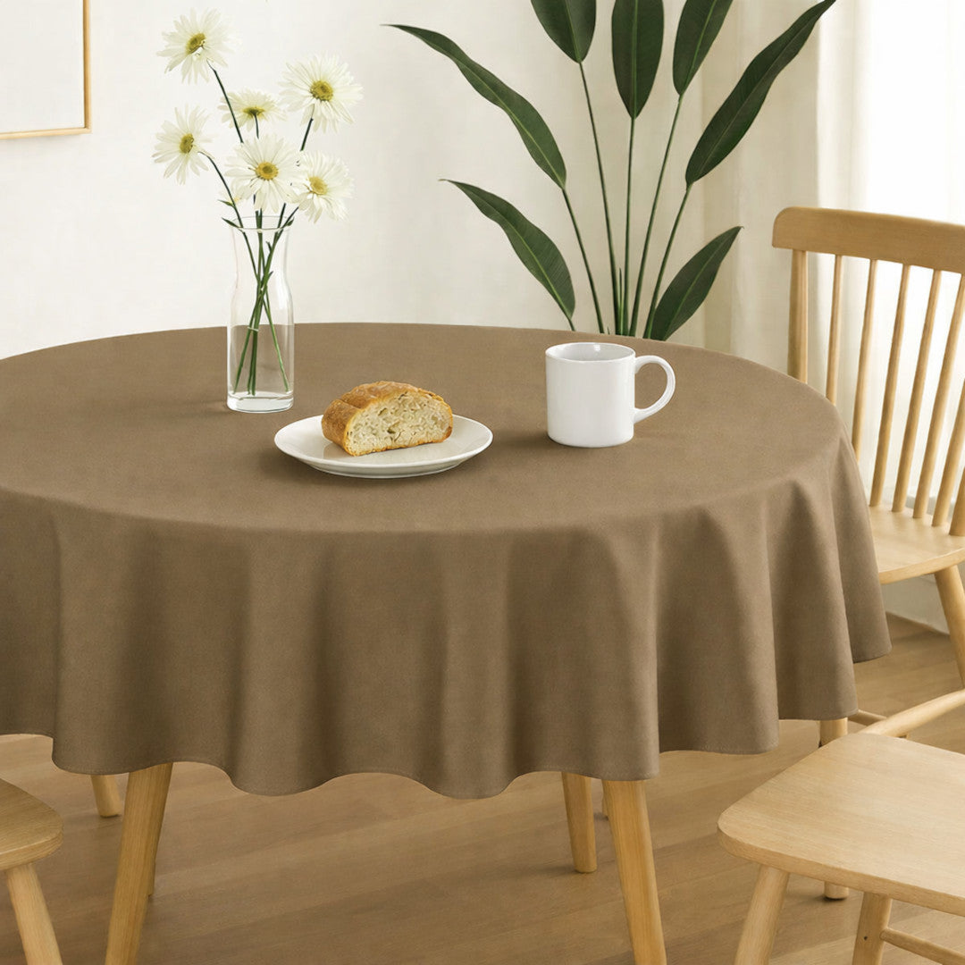 Nelson, ensfarget rund bordduk Ø 180, Taupe