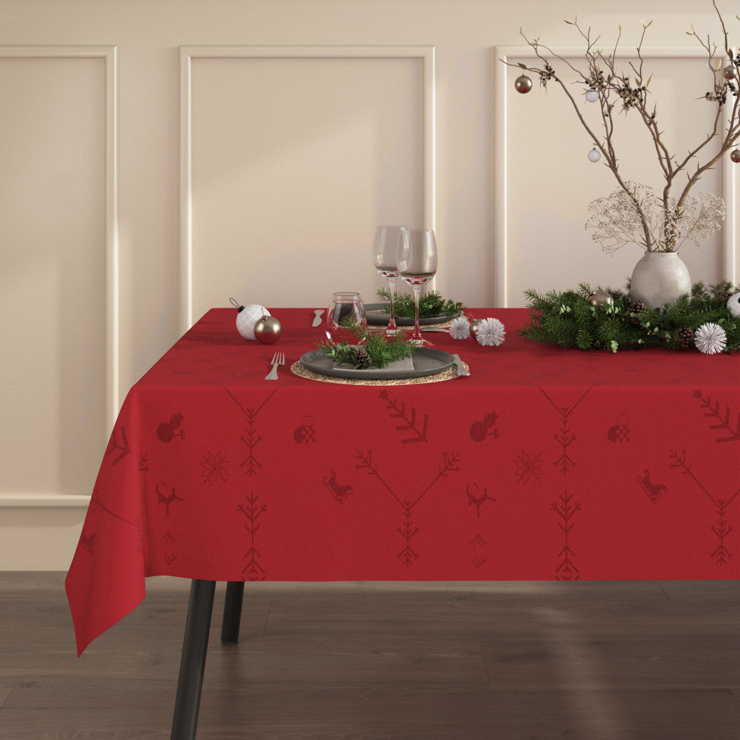 Engholm Noel damaskvevd juleduk, rød - 150 x 220 cm