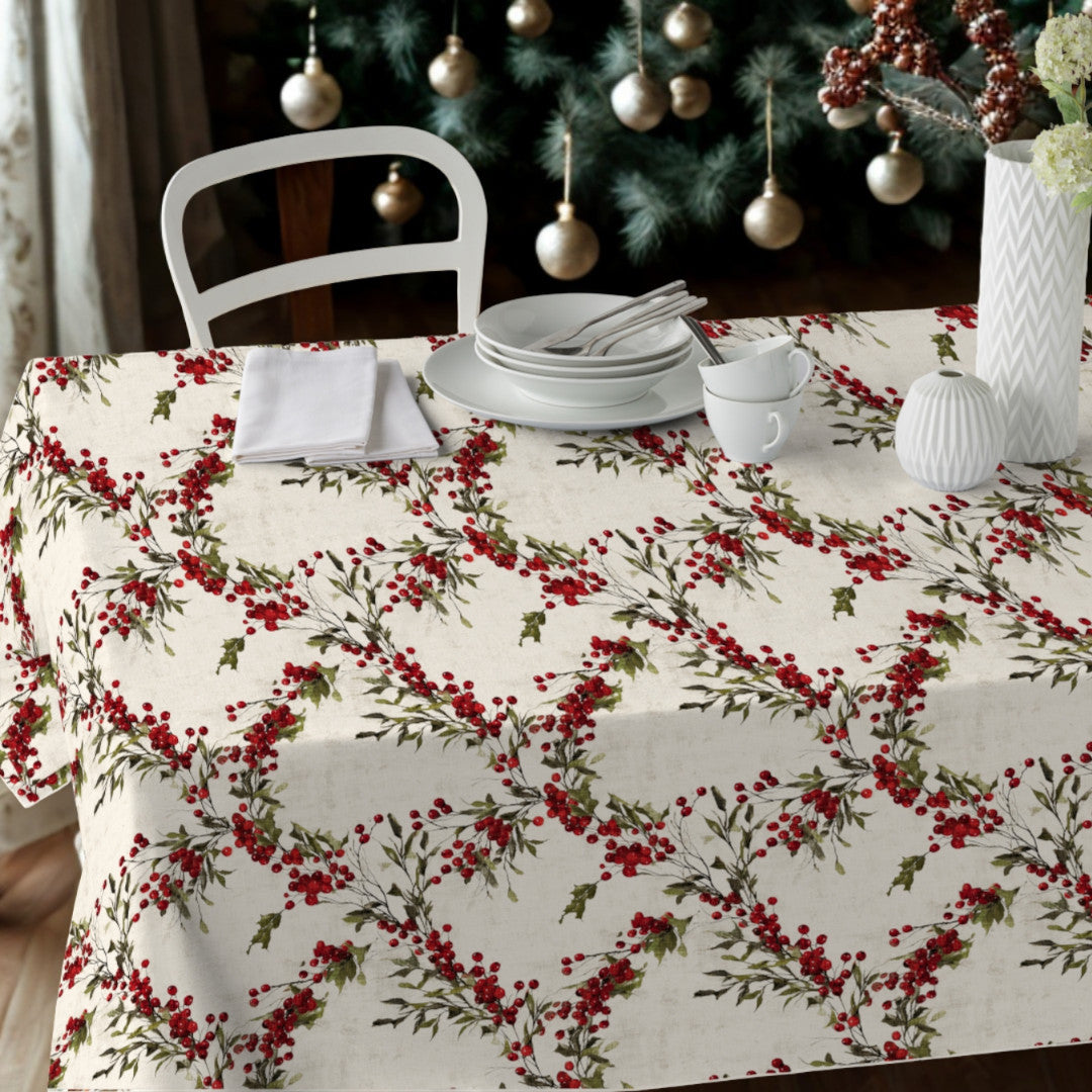 Nordfavn Bessie – Juleakrylduk med røde bær og grønne greiner, miljø