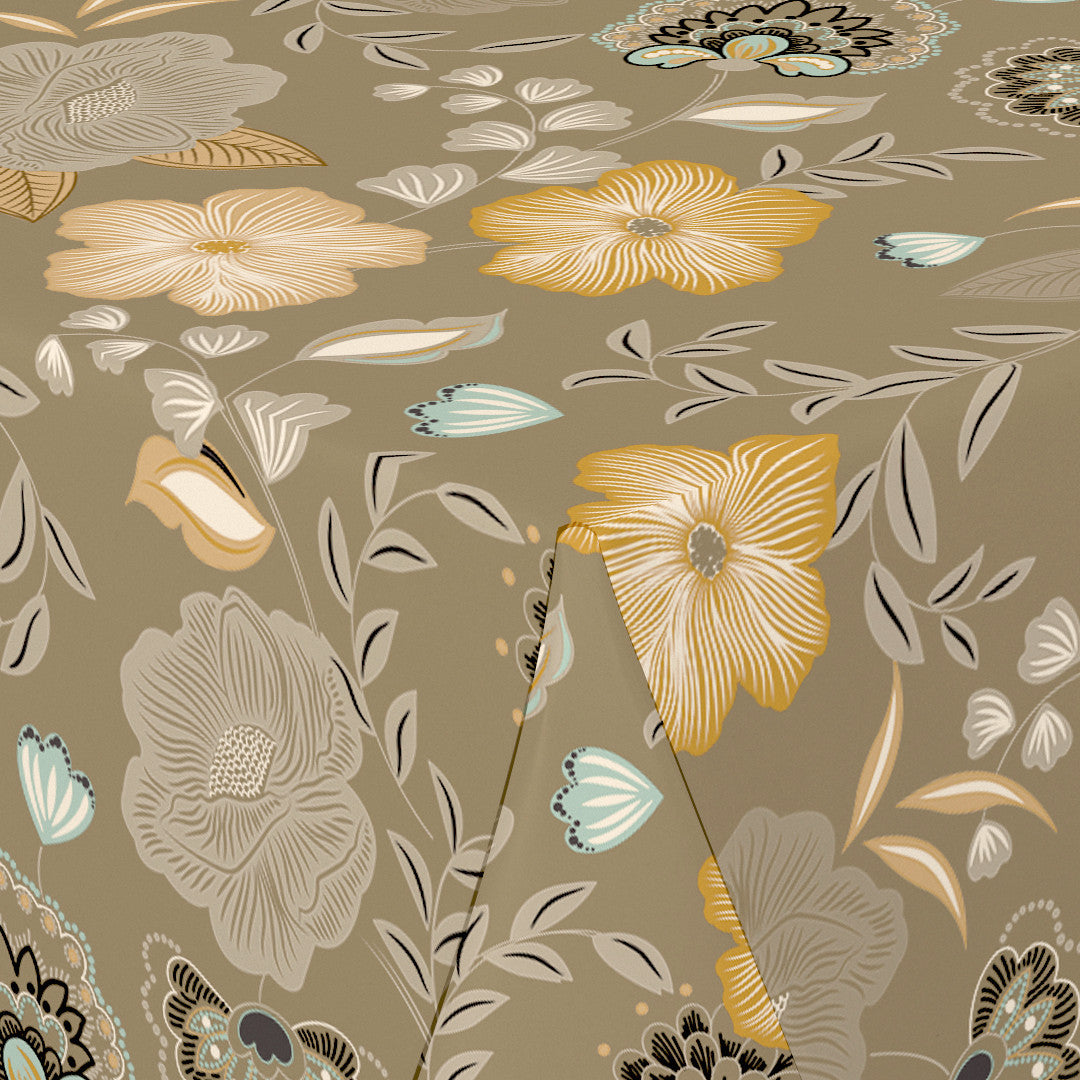 Nordfavn Chouchou Varm Beige – Blomstrende voksduk med glatt overflate, hjørne