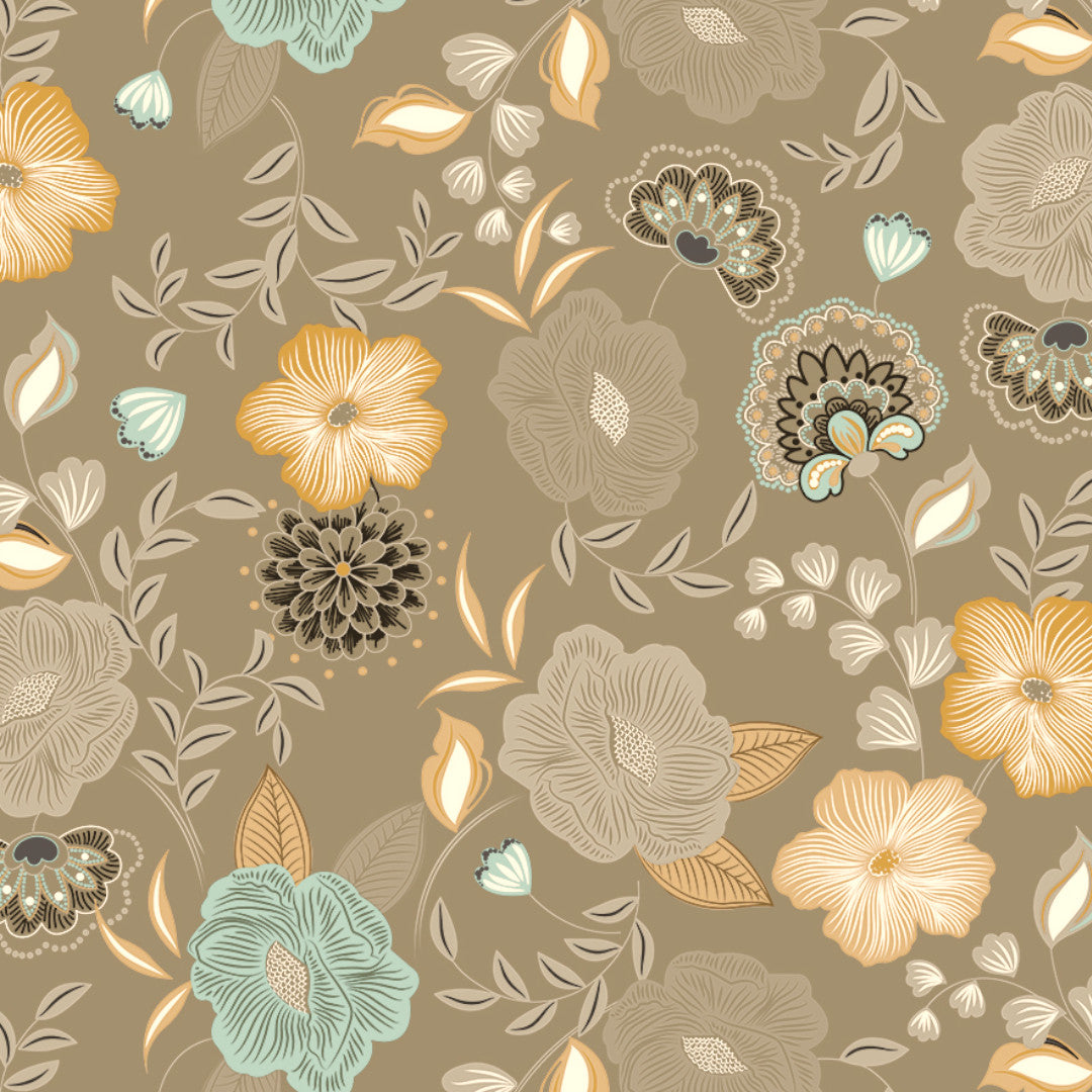 Nordfavn Chouchou Varm Beige – Blomstrende voksduk med glatt overflate, mønster