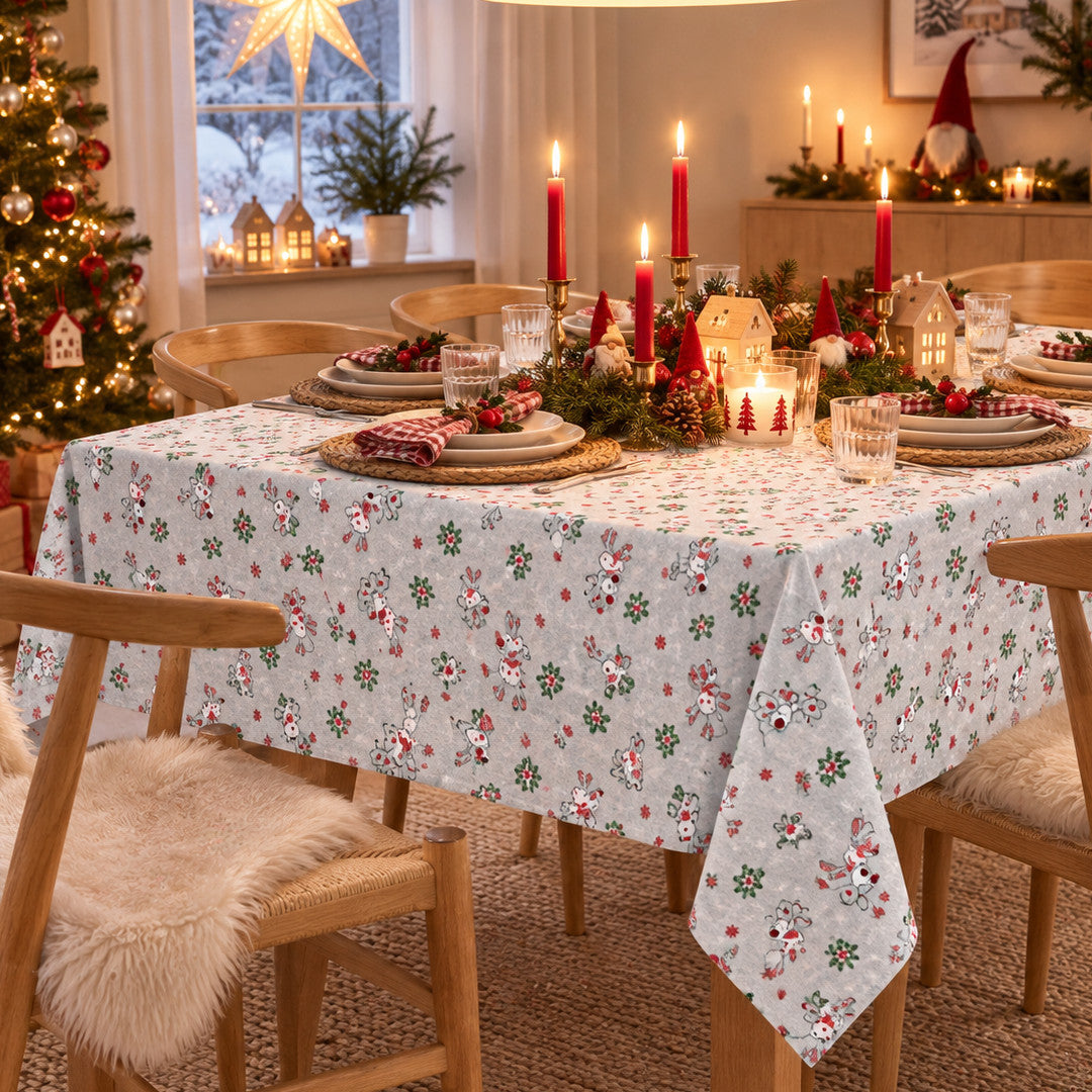 Nordfavn Ciervos Navidad – Julevoksduk med søte reinsdyr
