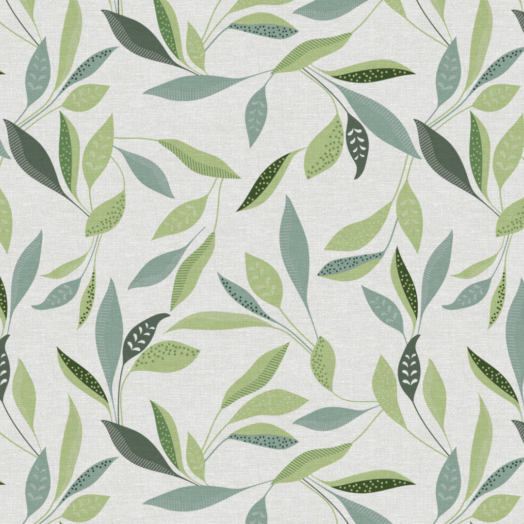 Nordfavn Class Grønn – Voksduk med grafisk bladmotiv mønster