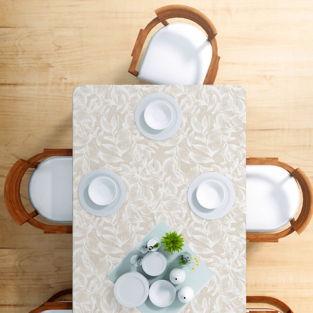 Nordfavn Cloe – Akrylduk med botanisk mønster i naturhvite nyanser, miljø