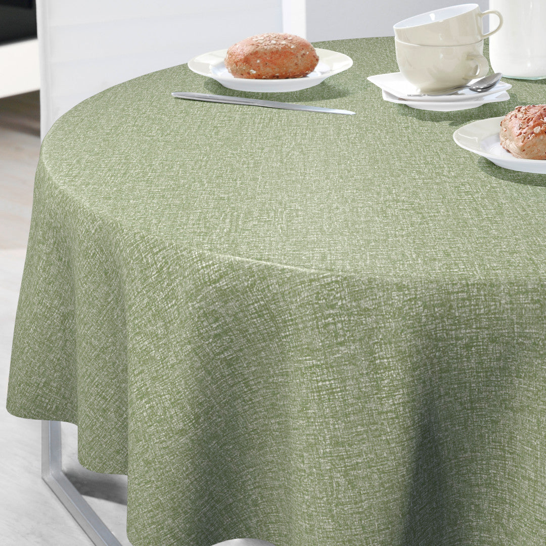 Nordfavn Fine Weave Olive – Pregede runde voksduker med strikk med diskret tekstiluttrykk