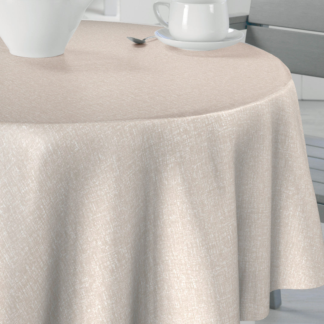 Nordfavn Fine Weave Sand – Glatt runde voksduker med strikk med diskret tekstiluttrykk