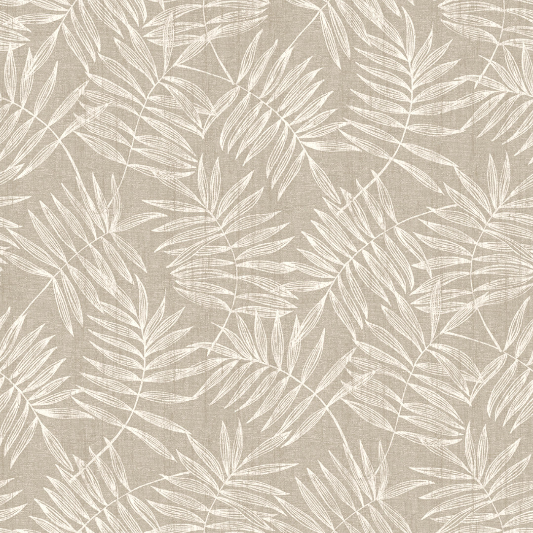 Nordfavn Hojas Beige – Voksduk med lyst bladmotiv i lintrykk