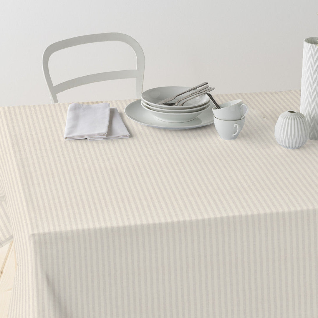 Nordfavn Ibiza Natur – Akrylduk med tverrgående striper i linlook, bord