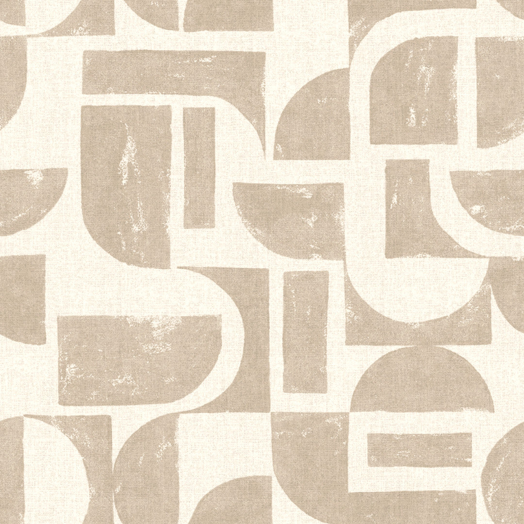 Nordfavn Manu Beige – Voksduk med grafisk mønster i lintrykk