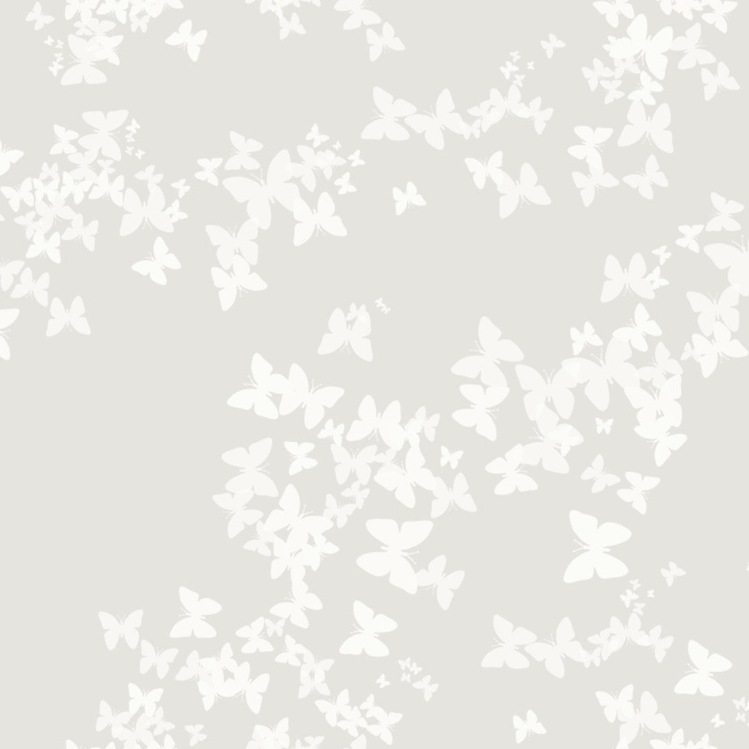 Nordfavn Papillons Perlemorshvit – Voksduk med hvite sommerfugler, mønster