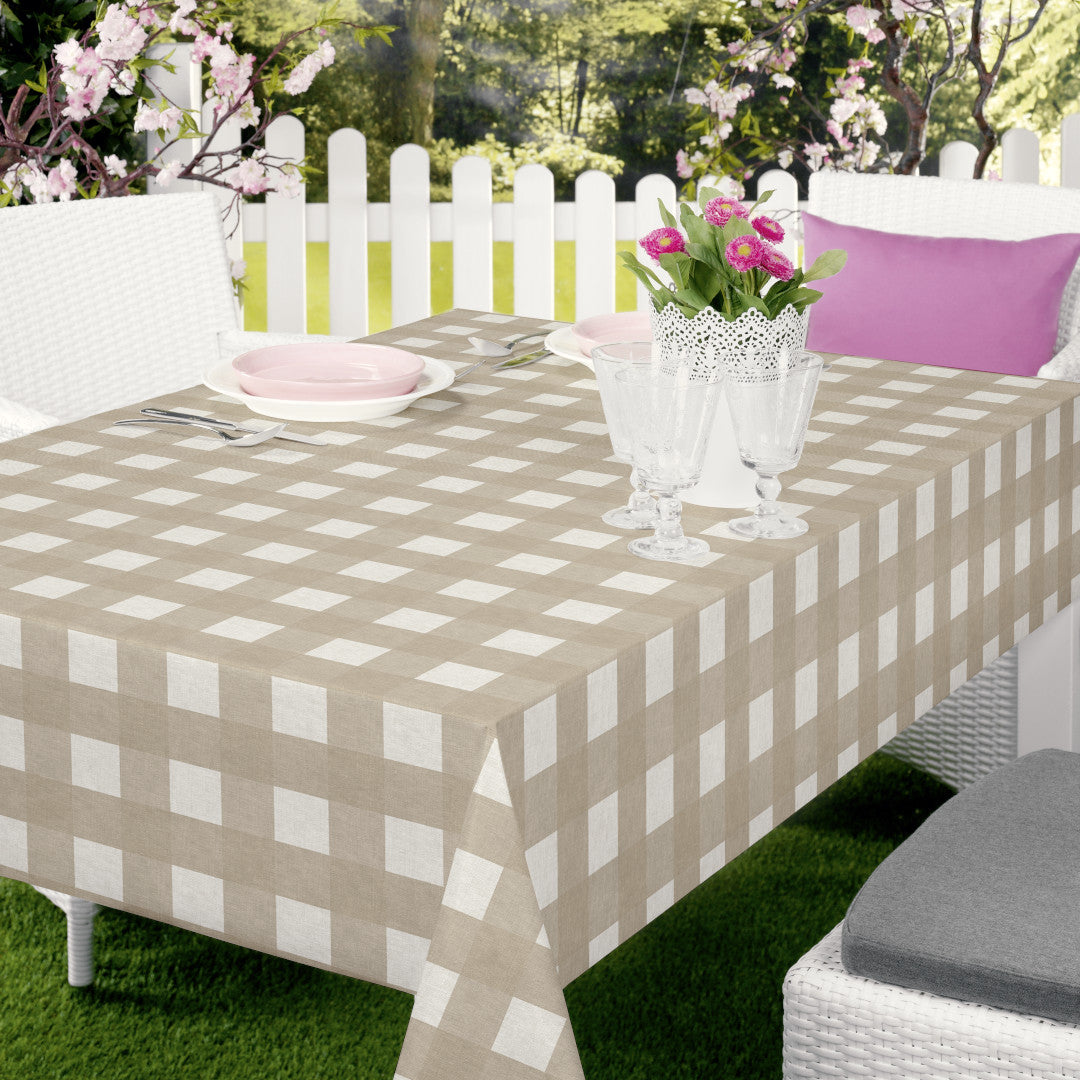 Nordfavn Royal Beige – Voksduk i beige med ruter, hage