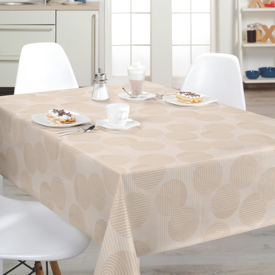 Nordfavn Soft Geo Sand – Voksduk med grafisk mønster, miljø
