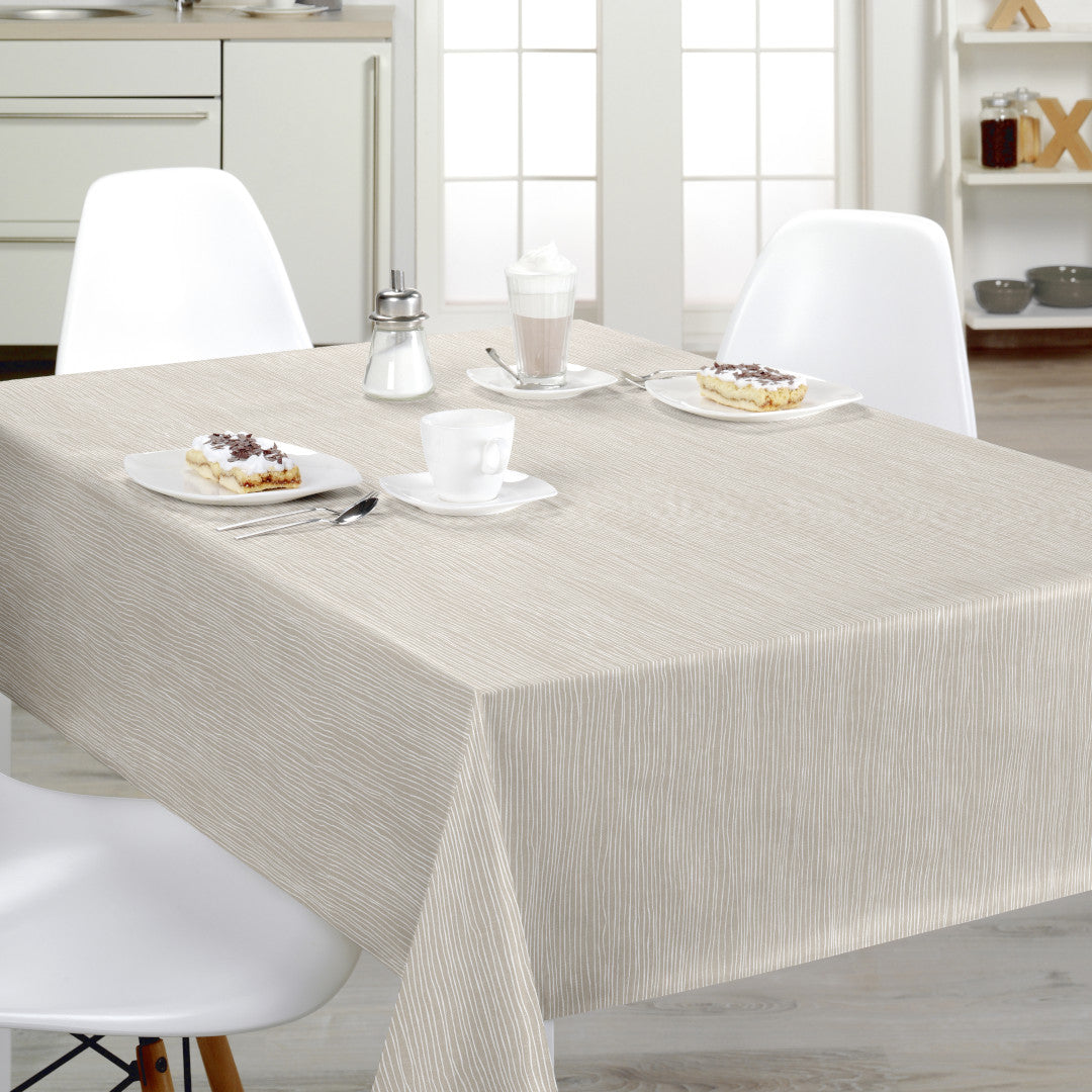 Nordfavn Strange Ways Beige – Voksduk i beige med striper, miljø