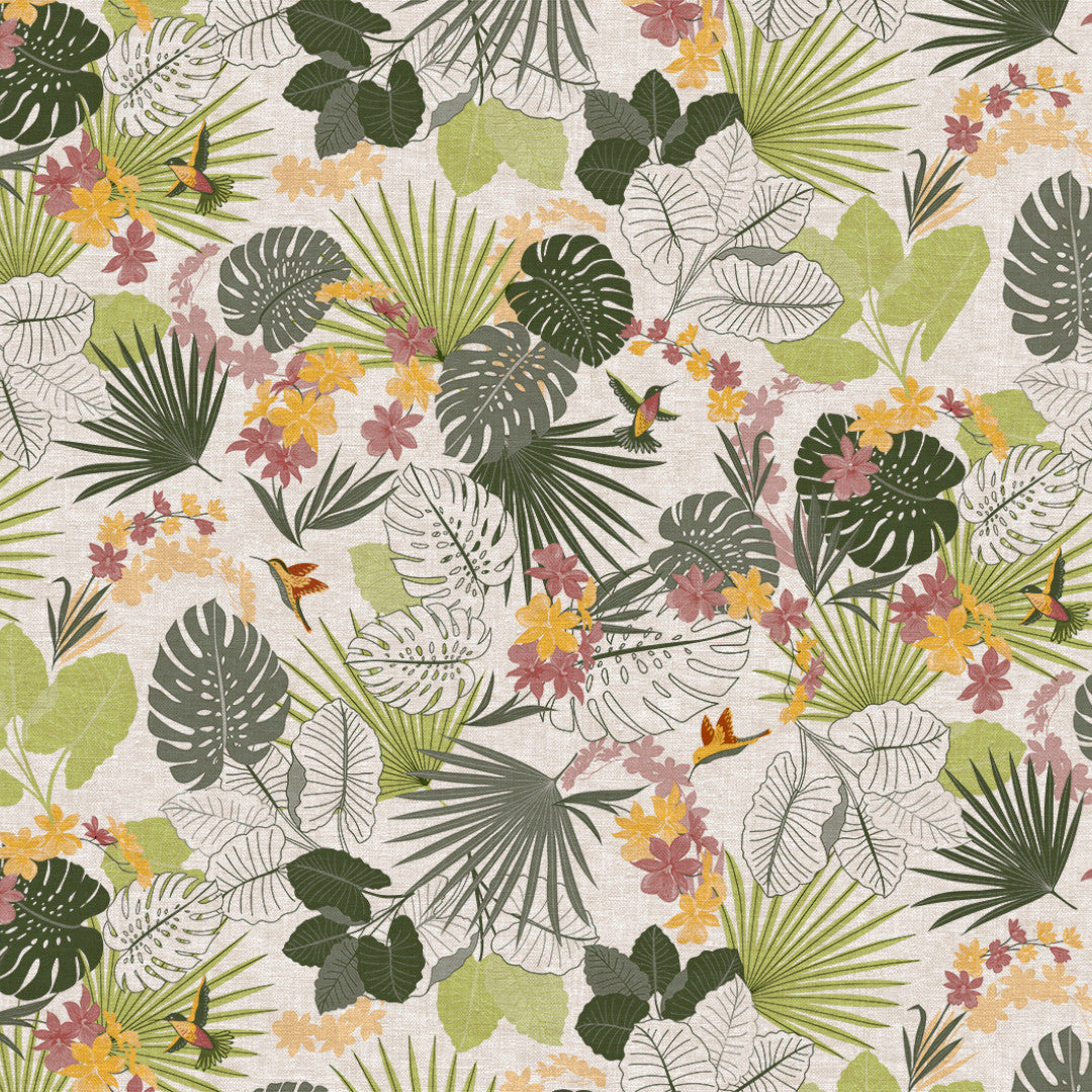 Nordfavn Tropical Kolibri – Voksduk med botanisk mønster, mønster