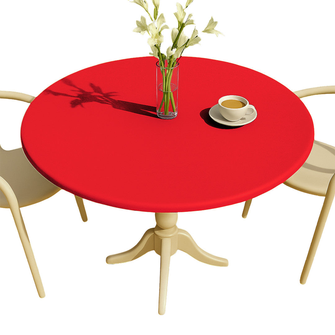 Nordfavn Uni Cherry Rød – Ensfarget rund voksduk med strikk