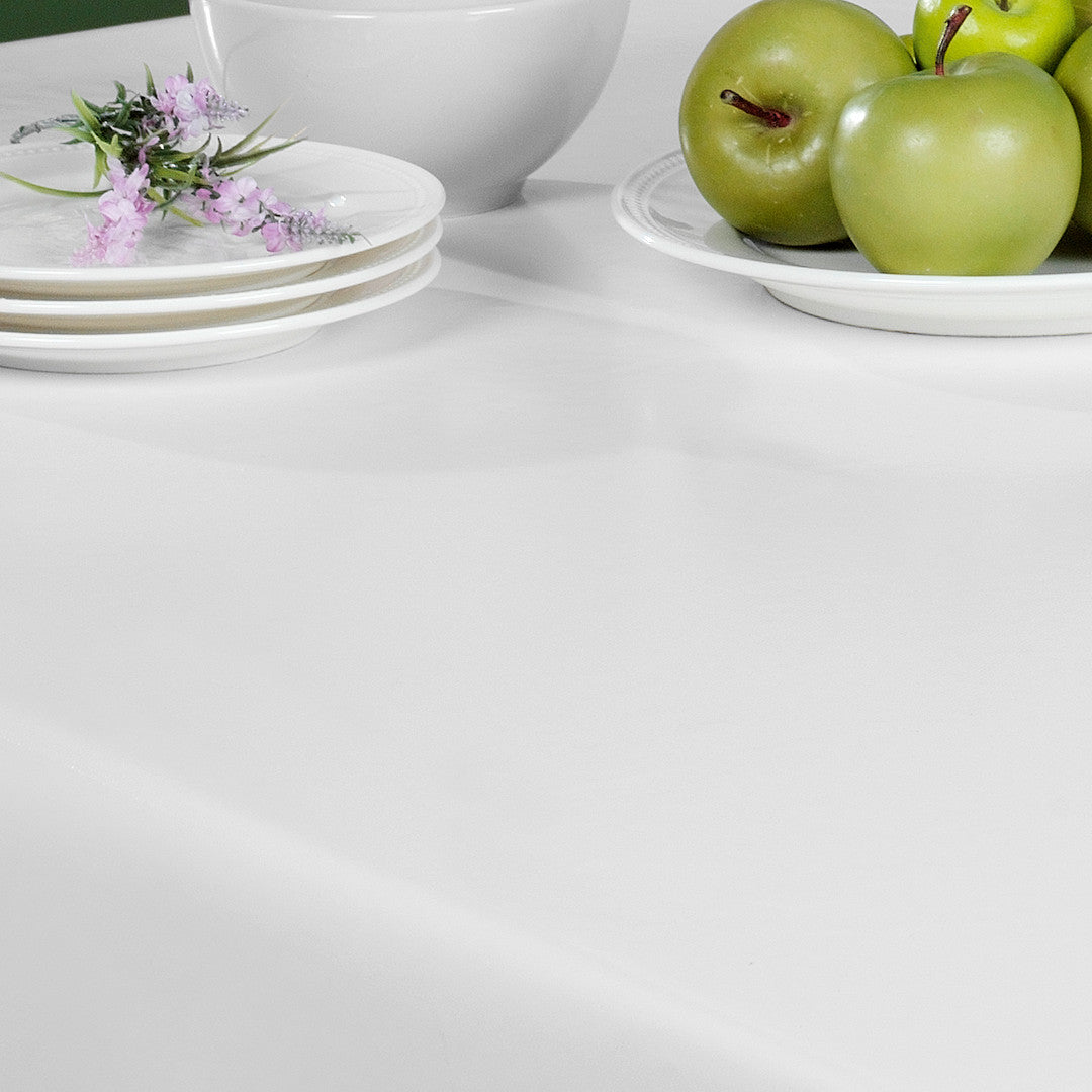 Nordfavn Uni Hvit – Ensfarget halvblank voksduk, detaljer