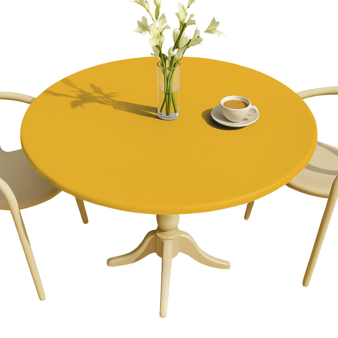 Nordfavn Uni Varm Gul – Ensfarget rund voksduk med strikk