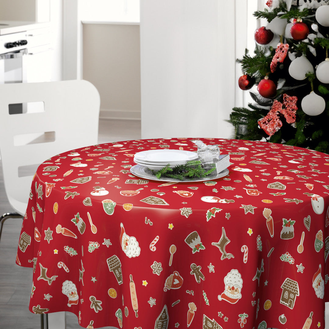 Nordfavn Xmas Cookies – Rund julevoksduk med småkaker og julemotiver