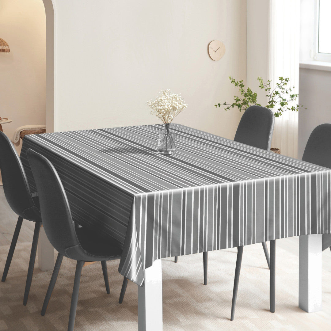 Nordic Stripe Grå – Stripet voksduk med lett struktur miljø