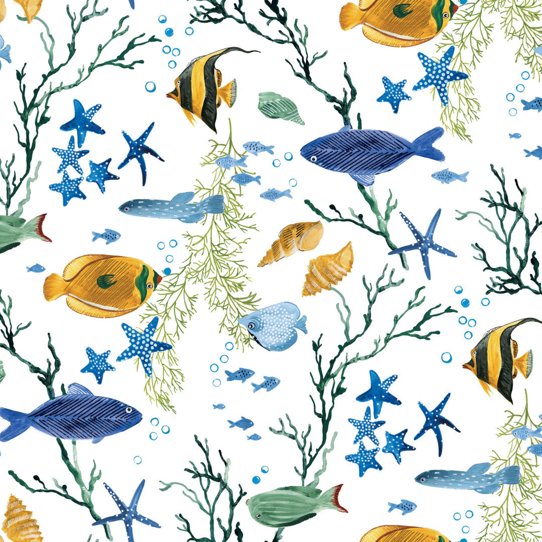 Ocean Life – voksduk med fargerike fisk og havmotiver