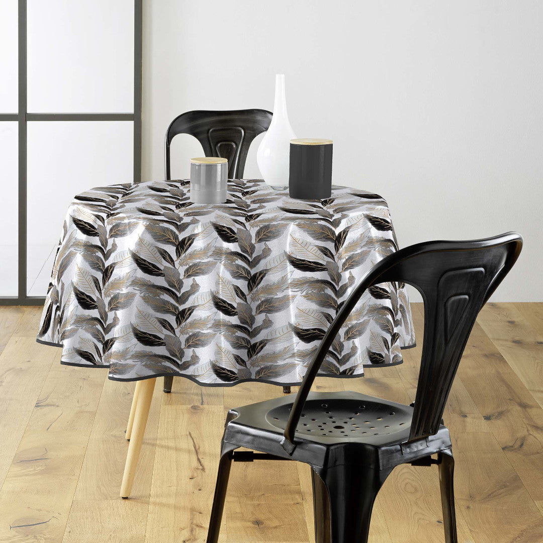 Oralia Metallic – Rund voksduk med skinnende blader Ø 155 cm miljø