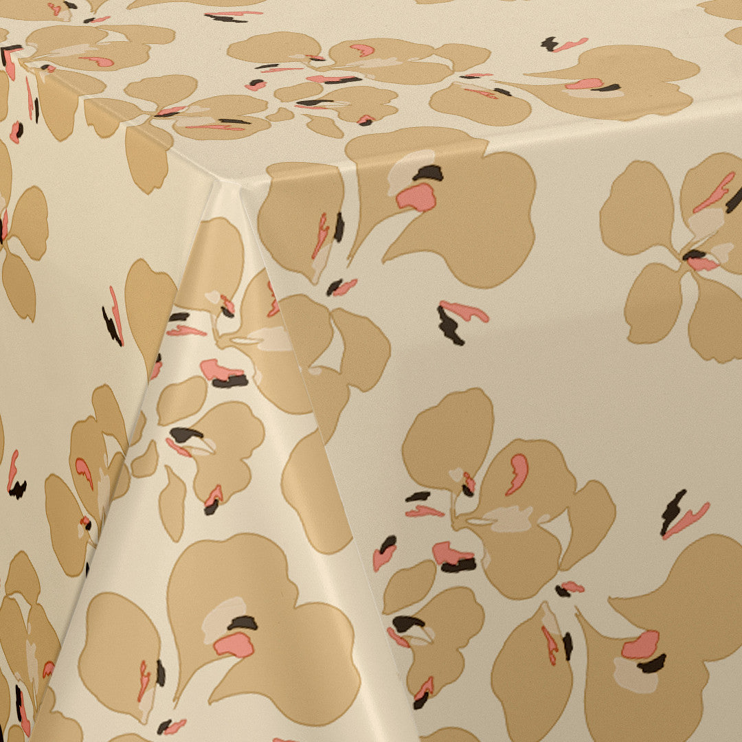 Orkide Champagne – Lola voksduk med blomsterprint