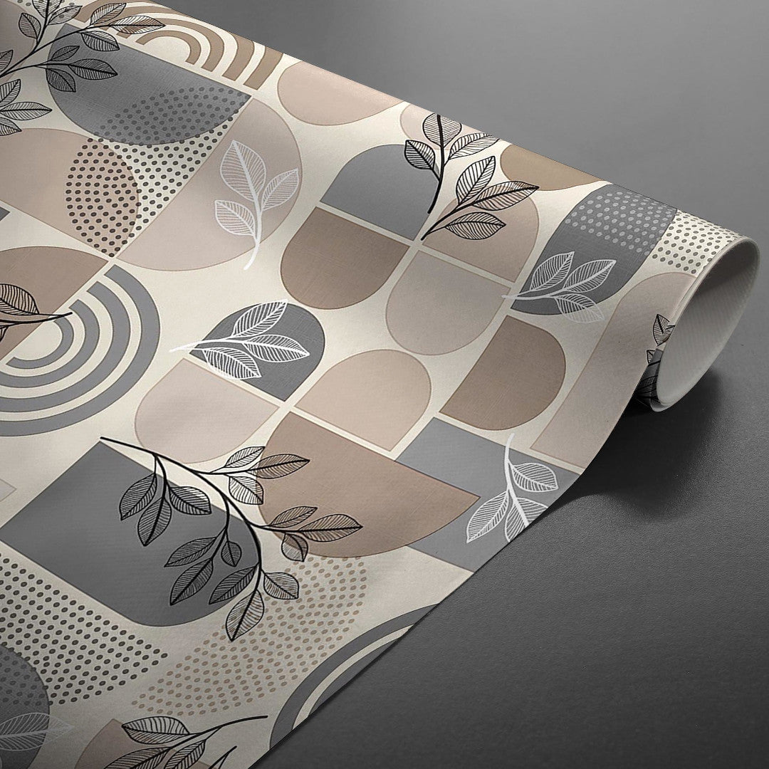 Ovaline Bladform – Voksduk med nordisk geometri og organiske detaljer, rullet