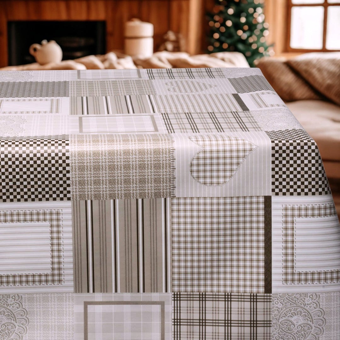 Patchwork Brun – Ekstra bred voksduk 160 cm