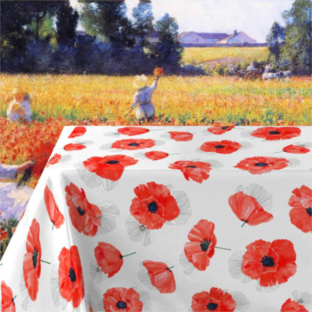 Red Coquelicot – Voksduk med røde valmuer
