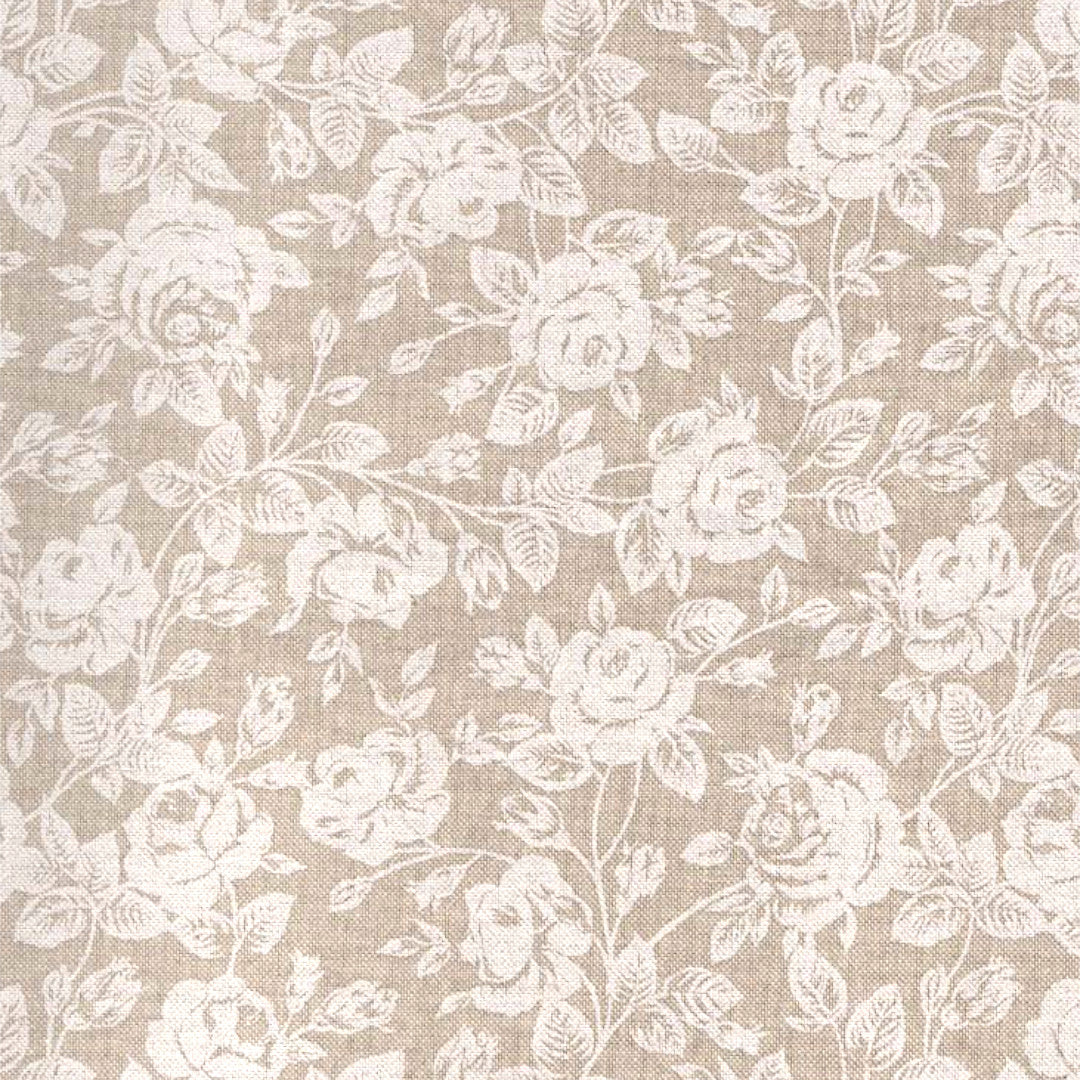 Rose Bianche - Akrylduk i linlook, 160 cm bred mønster