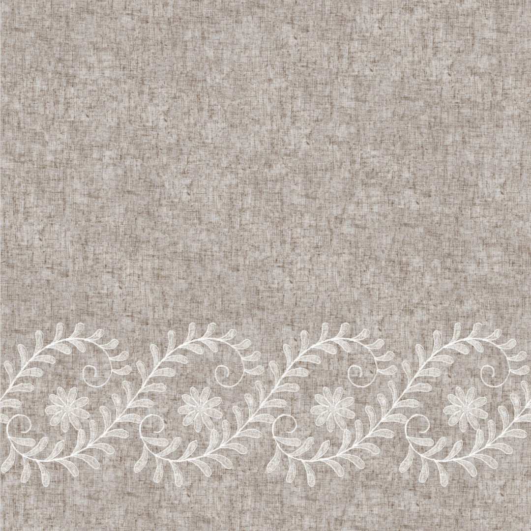 Silva Beige – Beige voksduk med elegant ornamentbord, mønster