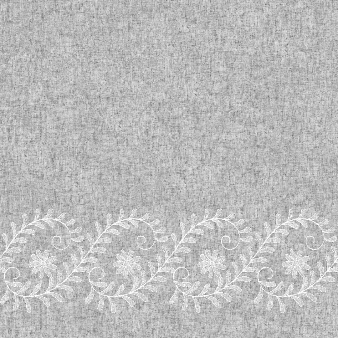 Silva Grå – Grå voksduk med elegant ornamentbord, mønster
