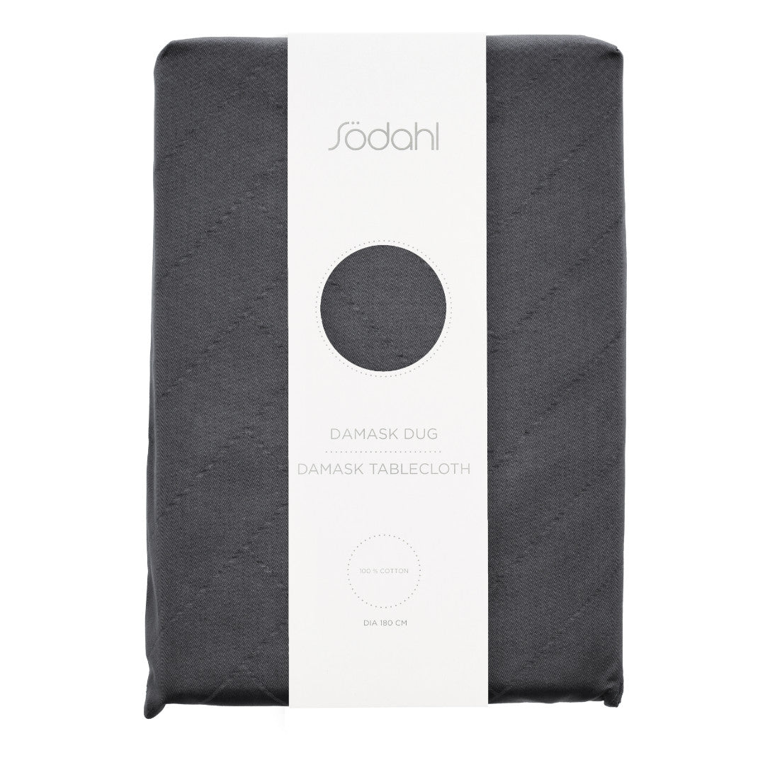 Södahl Tiles Rund Damaskduk Ø 180 cm – Ash, innpakning