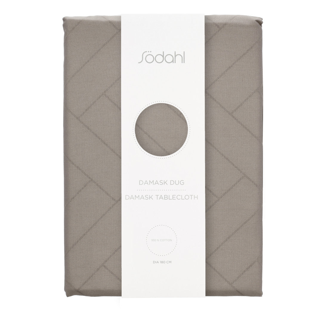 Södahl Tiles Rund Damaskduk Ø 180 cm – Taupe, innpakning