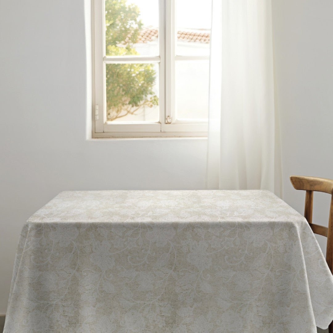 Tamayo Lino – Jacquardvevd akrylduk med blomsterstruktur, 180 cm, miljø