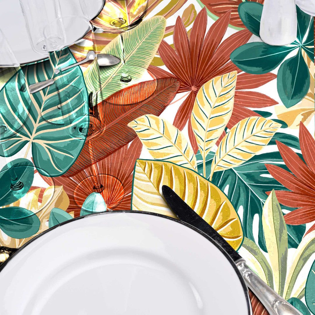 Textilia Ardenia - Voksduk med dekorativt bladmønster nærbilde