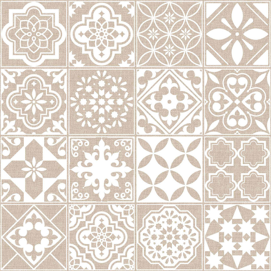 Textilia Carella – Voksduk med klassisk flismønster i naturlige toner, mønster