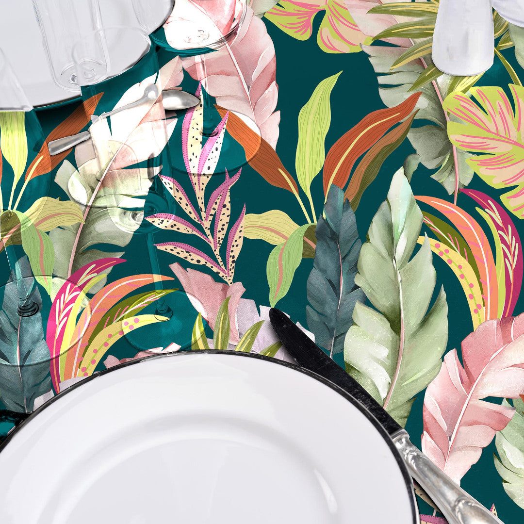 Textilia Galapao - Voksduk med frodig bladmønster nærbilde