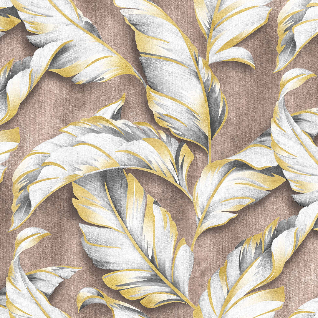 Textilia Glitter Ebany Choco – Voksduk med blader og diskret glimmer, mønster