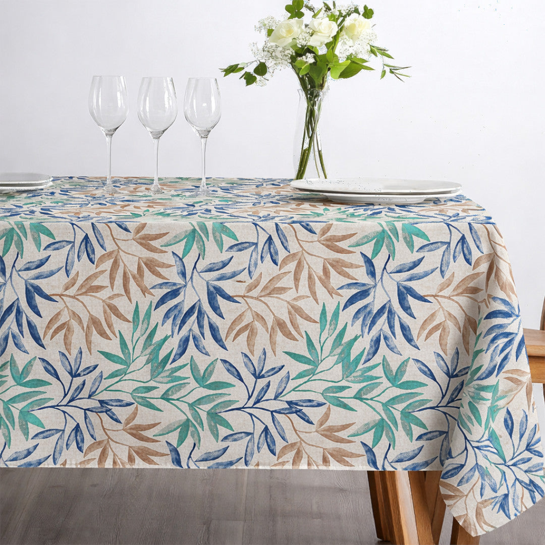 Valeria Blå – Akrylduk med dekorativt bladmønster, miljø