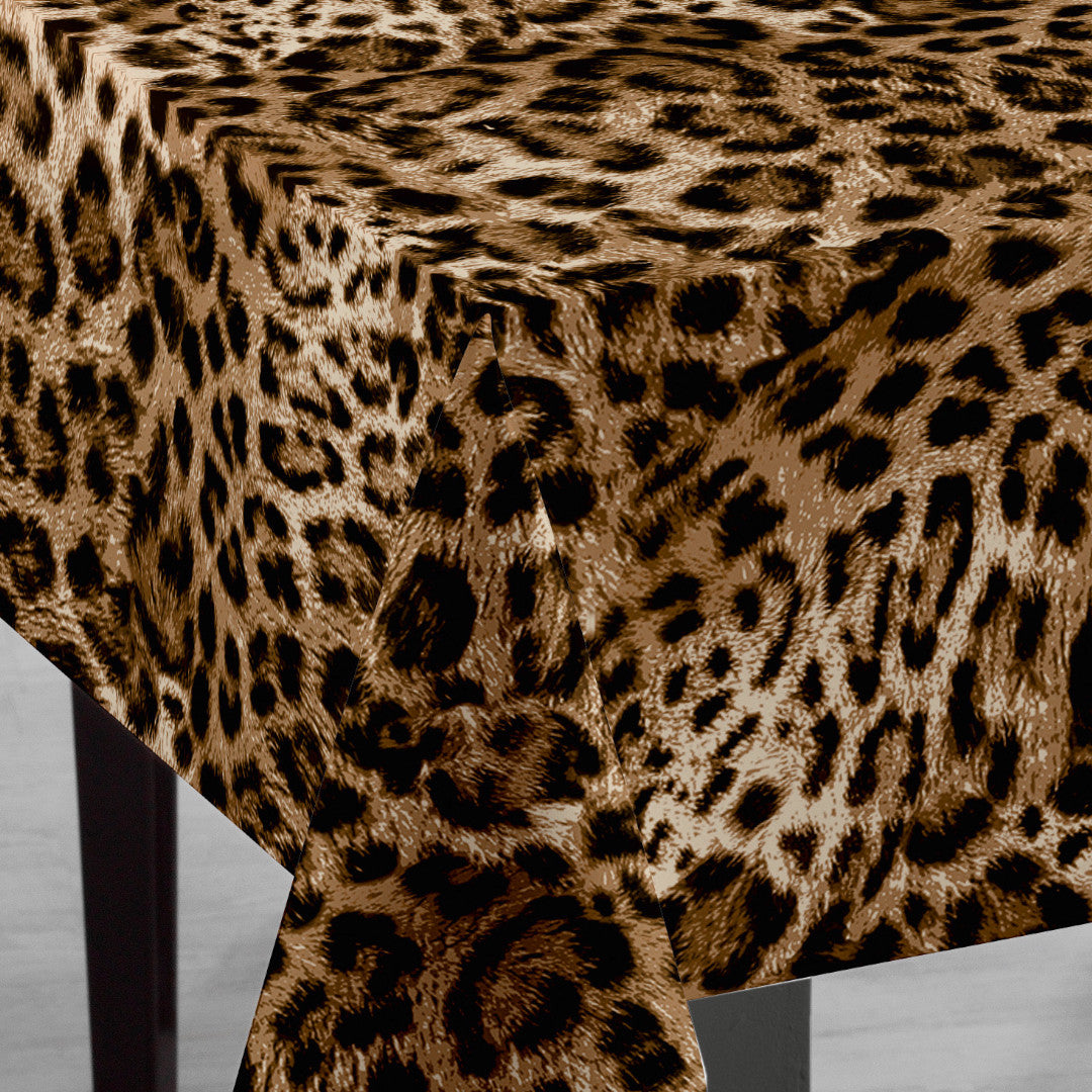 Voksduk Leopard Luxe – Eksotisk borddekking med dyreprint, hjørne