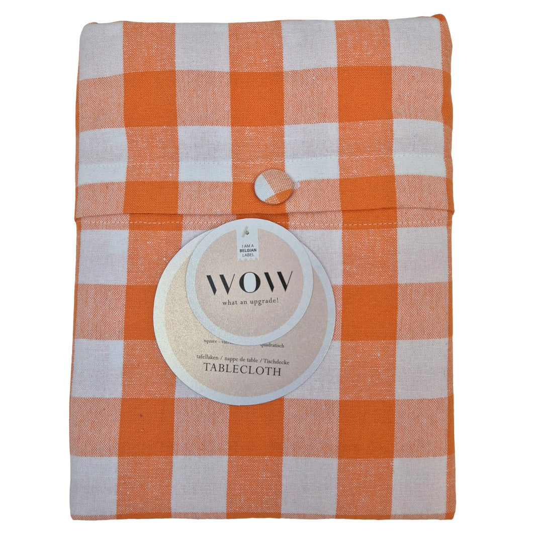 WOW Spring Apricot – Rutete bomullsduk 150 x 300 cm, innpakning