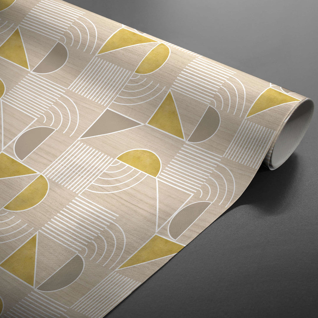 Zelda Luxury Natural – Voksduk med grafisk mønster, rullet