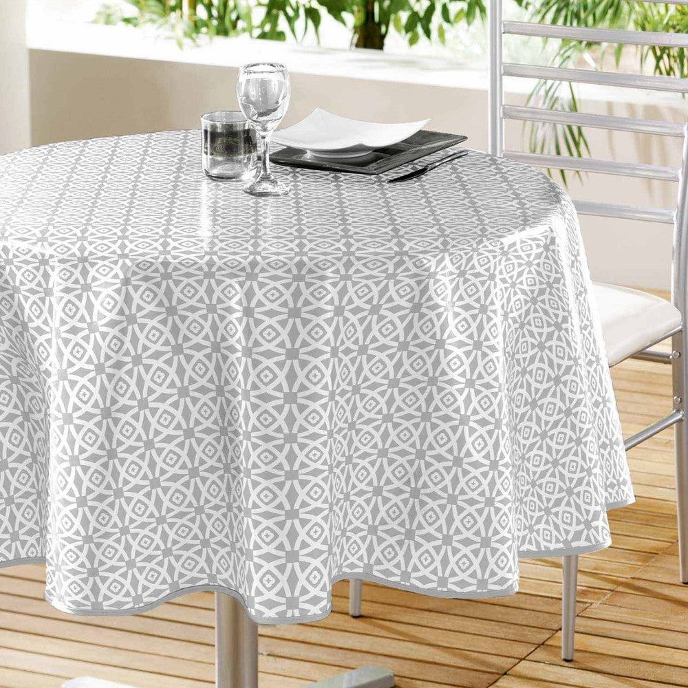 Abaca grå – Rund voksduk ca. Ø 155 cm