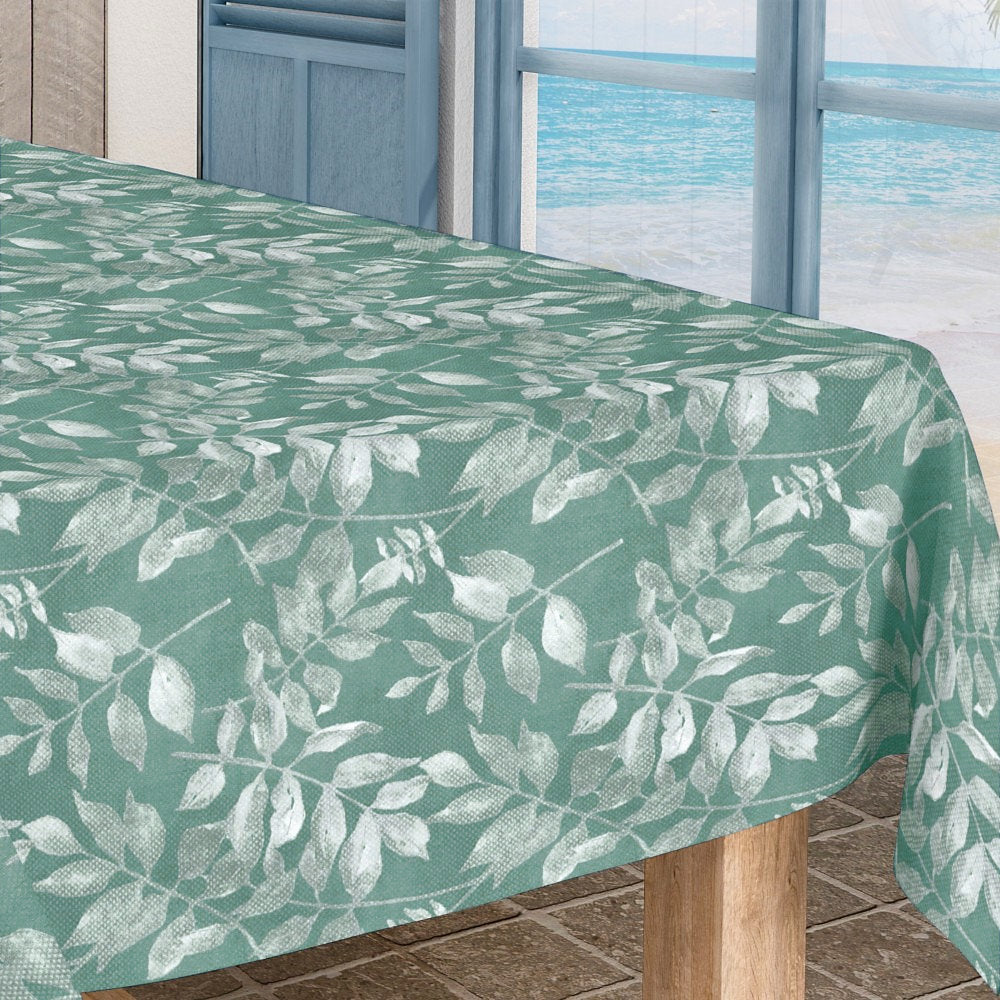 Foppa – Akrylduk med blader i vakre blåtoner, 140 cm