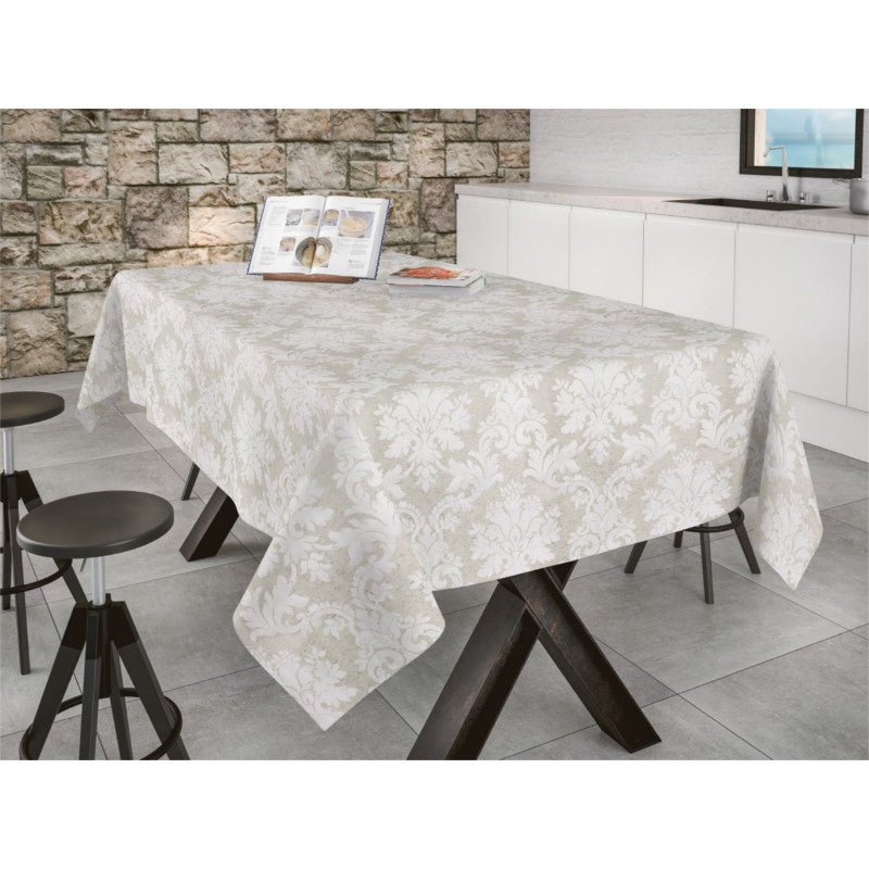 Bury Lino beige, jacquardvevd akrylduk, 160 cm bred