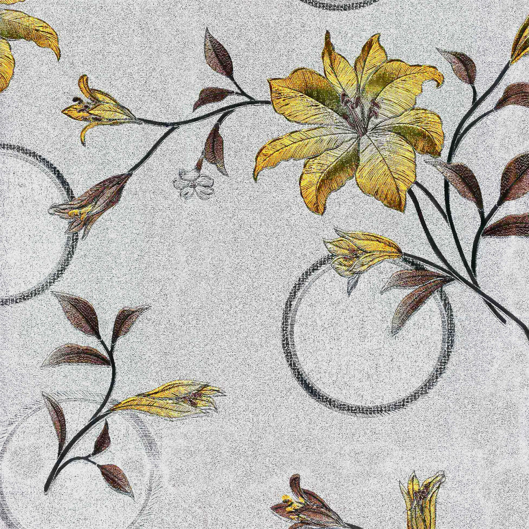 Nærbilde av Altea Metallic Yellow voksduk med gyldne julestjerner